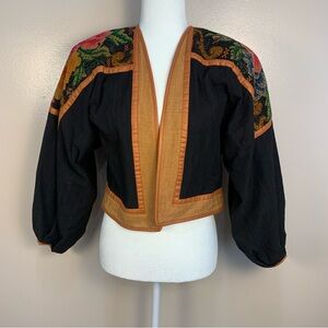 Vintage Theologos Tapestry Cropped Floral Textured Jacket